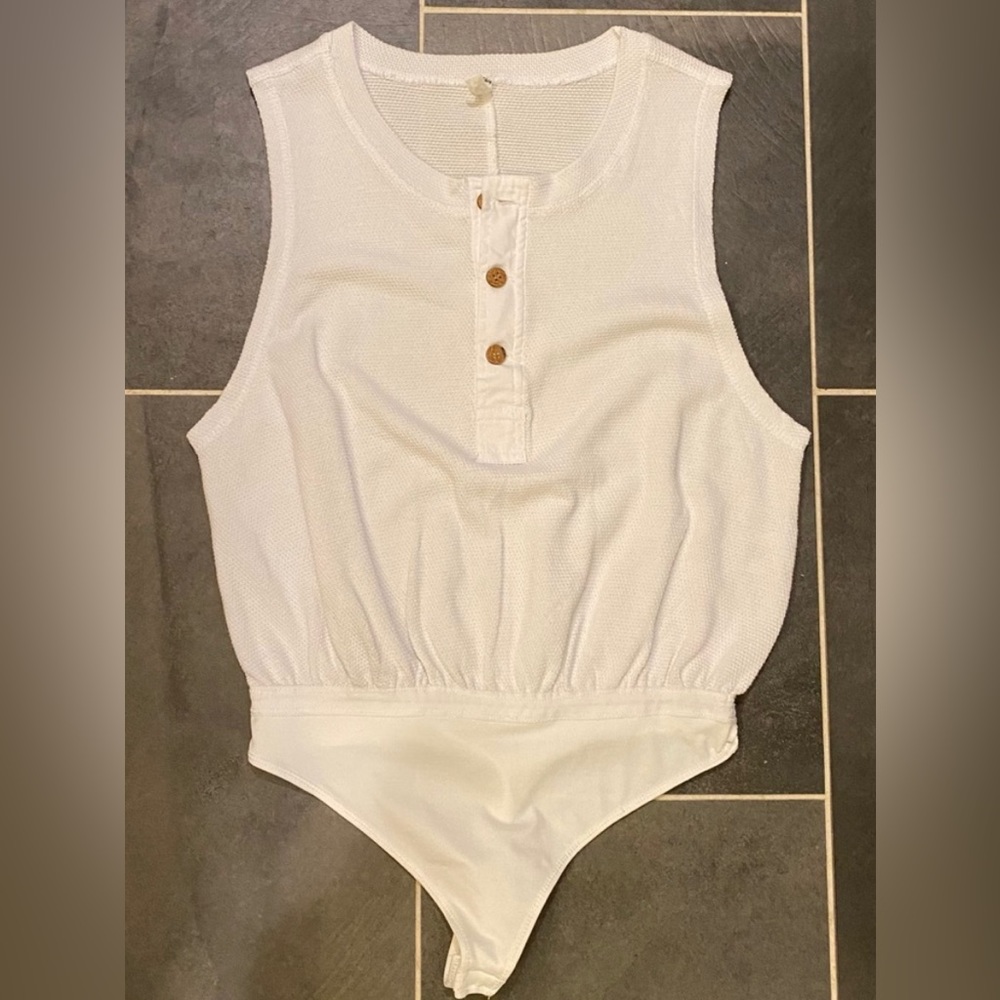 Free People - Waffle Knit Henley Bodysuit - S